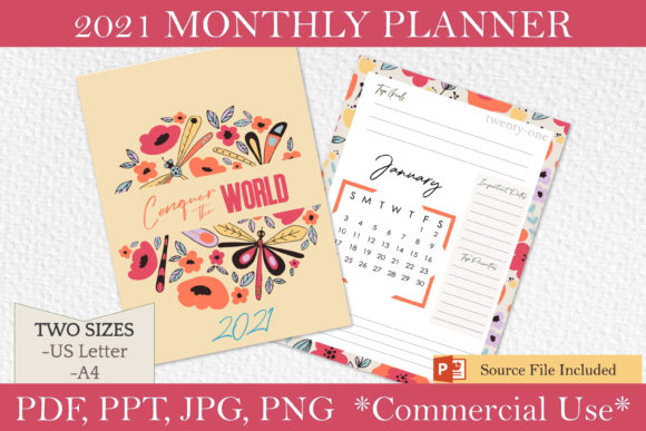 Download 2021 Monthly Planner Printables / Floral - 2021 monthly planner Collection