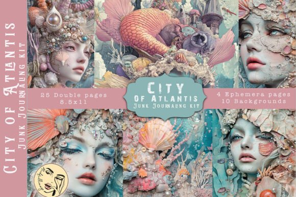 Download City of Atlantis Junk Journaling Kit - Junk journaling Collection