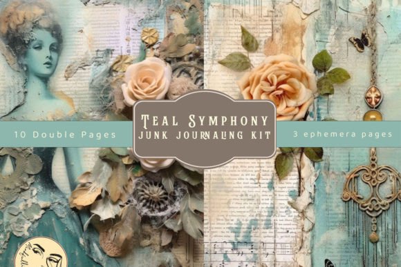 Download Teal Symphony Junk Journaling Kit - Premium Bundle