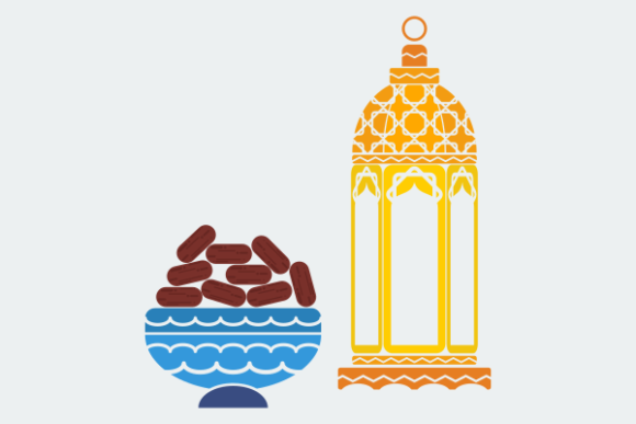 Download Flat Style Arabian Lamp and Dates Fruit - Dates Collection